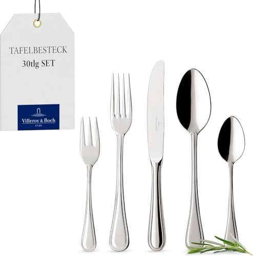 Villeroy & Boch - Neufaden Merlemont Besteckset 30-teilig Silber, Spülmaschinenfest, Besteck Set für 6 Personen, Besteckset Platin, Besteck, Edelstahl