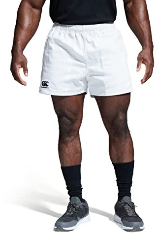 Canterbury Men's Professional Cotton Shorts | Rugby Short | Internal Drawstring & Pockets | Gym/Training Short Gym Shorts, White, M