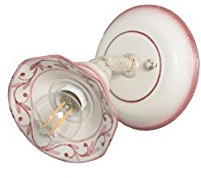 VANNI LAMPADARI - Applique da Parete Interno Edera - Lampada da Parete Orientabile con Snodo- in Ceramica Decorata a Mano - Applique Camera da Letto - Bagno - Cucina – Soggiorno, Rosa
