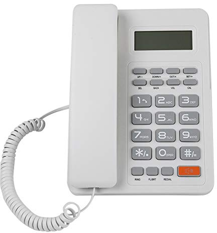 VBESTLIFE Téléphone Fixe DTMF/FSK, Téléphone Filaire Blanc adapté à la Maison, l'hôtel, Le Bureau etc
