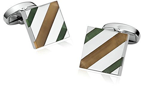 Beydodo Edelstahl Herren Hochzeit Manschettenknöpfe (Cufflinks) Grün Grün Rechteck mit Streifen Manschettenknöpfe Hemd Business