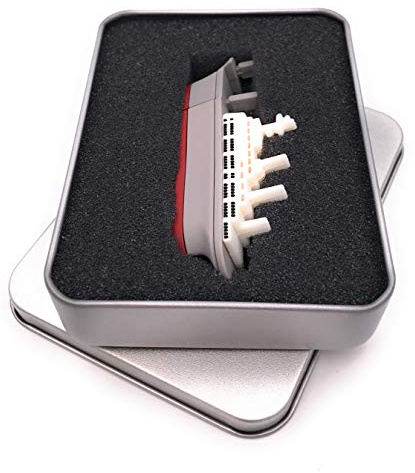 Onwomania Boot Schiff Frachter Dampfer grau USB Stick in Alu Geschenkbox 32 GB USB 2.0