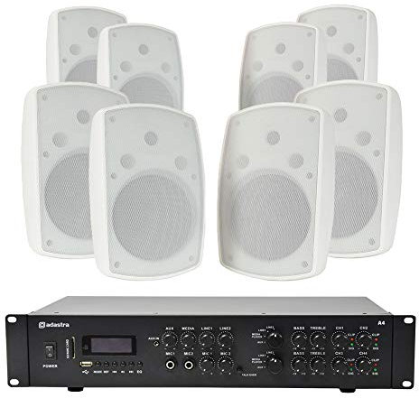 Adastra A4 Mixer Dual Zone Amplifier Speaker Sound System PA 640W RMS Package