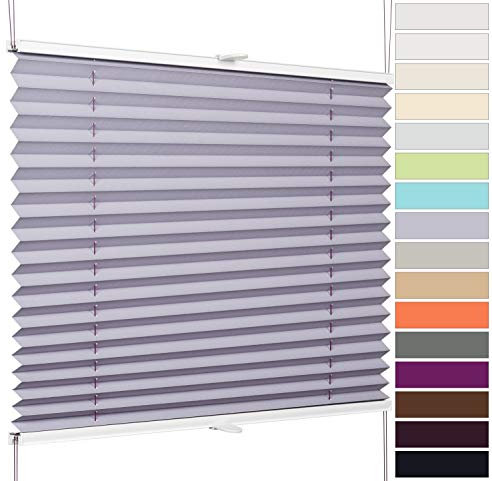 etusimo Plissee nach Maß | viele Größen und Farben | Montage Glasleiste | Stoff Blickdicht Lichtdurchlässig | Tür Fenster Rollo Faltrollo Faltstore (Breite 20-50 cm x Höhe 150,1-200 cm, Grau)