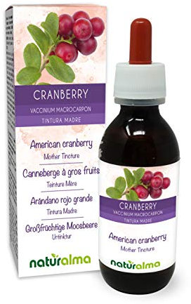 Cranberry o Mirtillo rosso americano (Vaccinium macrocarpon o Oxycoccus macrocarpos) frutti Tintura Madre analcoolica Naturalma - Estratto liquido gocce 120 ml - Integratore alimentare - Vegano
