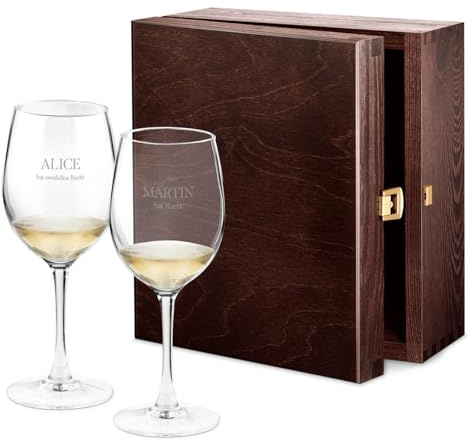 Maverton Weingläser mit Gravur für Paare 350 ml - 2er Wein Gläser Set - personalisierte Geschenke - Rotweingläser Weißweingläser - Hochzeitsgeschenk - Weihnachtsgeschenke - Hochzeitstag