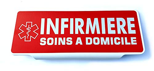 RAS DISTRIBUTION Plaque Pare-Soleil Infirmière Soins à Domicile Rétroréfléchissante Rouge pour Voiture