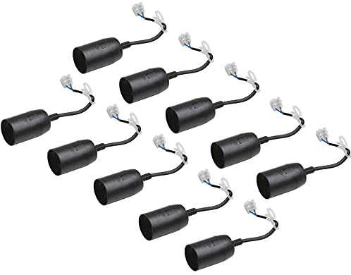 Meister Renovierfassung E27 - schwarz - 10 Stück - Für Leuchtmittel bis max. 60 Watt - Inklusive Zugentlastung & Lüsterklemmen / Deckenlampe für Bauarbeiten / Baufassung / Umzugsfassung / 7443800 | Für Leuchtmittel bis max. 60 Watt – Inklusive Zugentlastung und Lüsterklemmen – Baufassung – Lampenfassung – schwarz