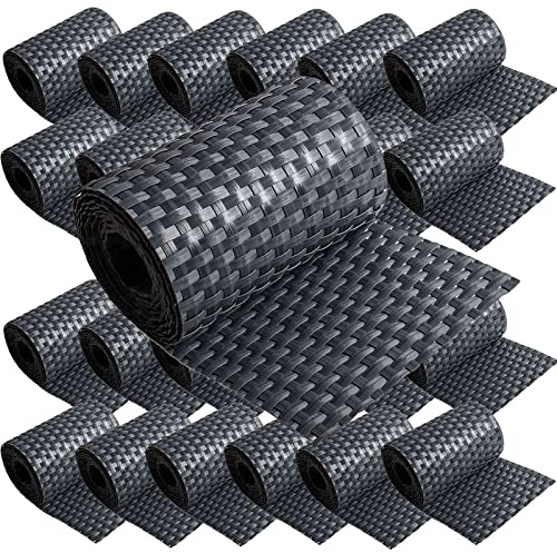 25 x Poly-Rattan Sichtschutzstreifen für Doppelstabzaun Doppelstab Matten Flechtzaun 19|255 cm Anthrazit