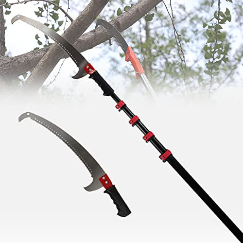 WJQSD Manuelle Teleskop Hochentaster, Ausziehbare Baum-AST-Säge mit Verlängerungsstange, Garten Obstbaum Extra Lange astsäge teleskop zum Beschneiden von Obstbäumen, Ästen, Blättern 24ft