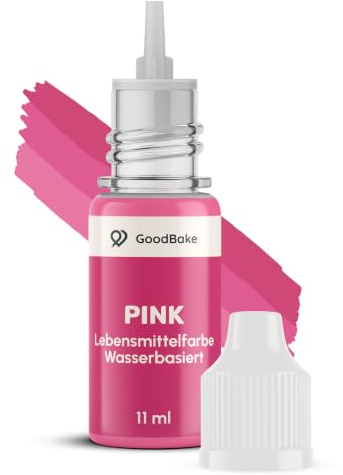 GoodBake Lebensmittelfarbe Pink flüssig 11 ml, vegan, intensiv | Zuckerfreie Speisefarbe zum Kochen & Backen, geschmacksneutral, lebensmittelecht, für Tortendeko, Fondant, Kuchen, Macarons