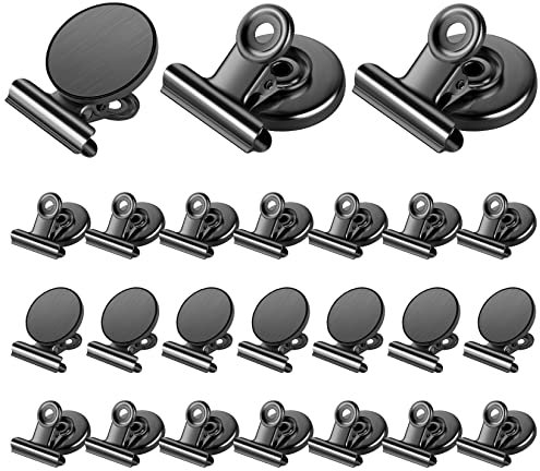 Grtard 24 Pack Magnetic Clips Heavy Duty, Black Magnet Clips for Fridge