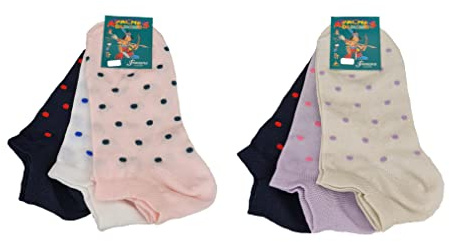 Fontana Calze, 6 par Ghost Girls i 100 % bomull Skottland Stretch Spöke Skottlandssko, Polka dots, 31-34