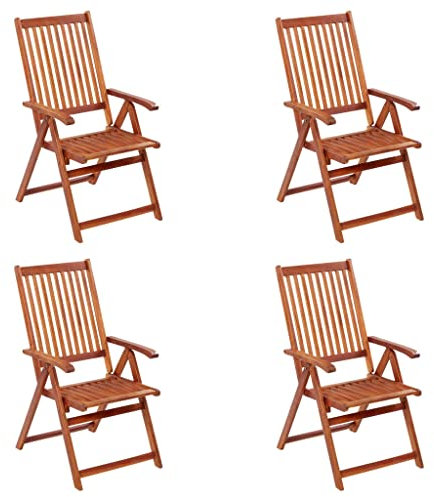 KOIECETA Akazienholz Massiv Gartenstuhl Klappbar Stuhl Stühle Klappstuhl Holzstuhl Essstuhl Gartenmöbel Balkonstuhl Terrassenstuhl (4X)