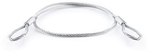DQ-PP Stålrep med öljetter | Längd: 0,3 m/30 cm | Tjocklek: 4 mm | 6 x 19 | Stålkabel med öglor | Öglakabel | Stöldskydd för trädgårdsmöbler, cykel, slingrep, säkringsrep