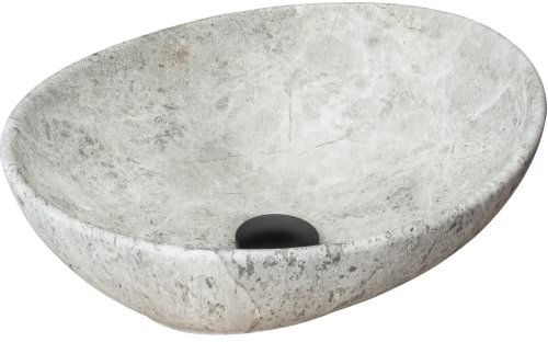 VBChome Waschbecken Stone 41 x 35 x 15 cm Kleine Keramik Oval Waschtisch Handwaschbecken Aufsatzwaschbecken Waschschale Gäste WC