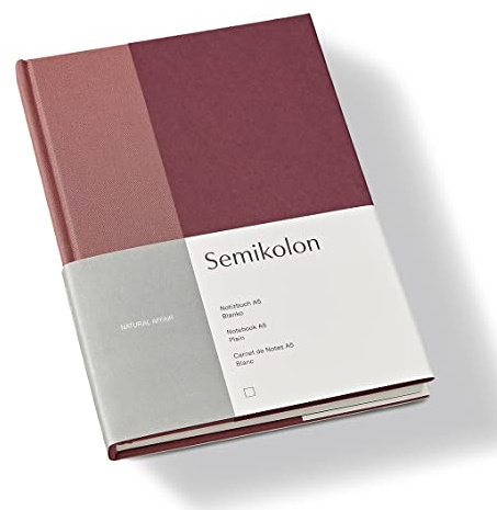 Semikolon 368721 Notizbuch Natural Affair A5 blanko - 176 Seiten, cremeweißes Papier - Lesezeichen - Blossom