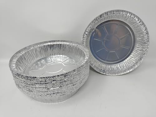 Foglish Home & Garden Aluminium Foil Round Pie Flan Quiche Dish Tray Container 23cm Diameter x 4cm Deep for BBQ Airfryer Oven
