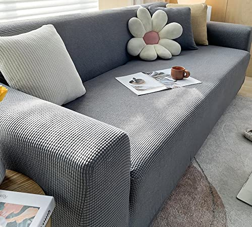 Stretch Sofa überzug für Sofabezug L Form und Sofa 1, 2, 3, 4 Sitzer, Anti-Slip Sofa überzug L Form 360° Polsterbezug für Eckcouch, Sofaschutz, Couchbezug, Polsterbezug, waschbar ( Color : Grau , Size