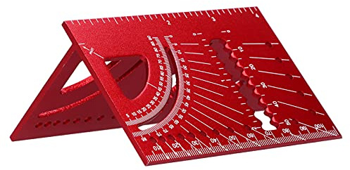 Angle Measuring Tool, Aluminum Alloy Woodworking Square Size Measure Ruler, Mitre Angle Measuring Template Tool, 45 90 Degree Carpenter's Layout Ruler Gauge Woodworking Accessories