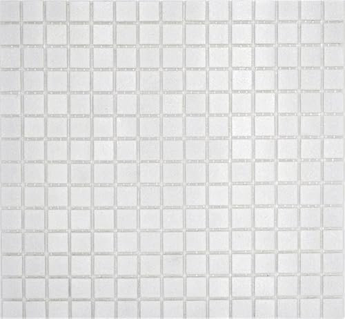 Mosaikfliese Glasmosaik weiss II Küchenrückwand Duschwand | 10 Mosaikmatten