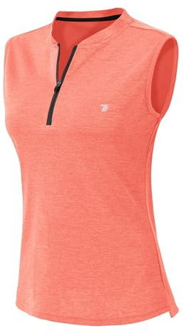 YSENTO Sleeveless Golf Shirts for Woman Golf Clothes Apparel Shirts Tank Tops Quick Dry UPF 50 Tennis Polo Shirts Water Red Size XS
