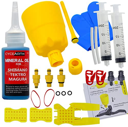 CYCEARTH Entlüftungskit für Magura Hydraulische Scheibenbremsen Entlüftungsset mit hydraulischem 60ml Mineralöl für Perfekte Entlüftung der Fahrradbremse