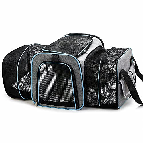 Tikxlafe Faltbare Katzentransporttasche,45×28×30cm Katzentransporttasche,atmungsaktive Hundetransporttasche,verstellbare Katzentransporttasche,Katzentransportkäfig mit herausnehmbarer Plüschmatratze