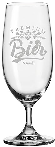 GRAVURZEILE Leonardo Bierglas mit Gravur - Premium Bier - Personalisiert mit Namen - Biertulpe als Geschenk - Geschenkidee für Männer zum Geburtstag - Geschenke für Papa zum Vatertag - 280 ml