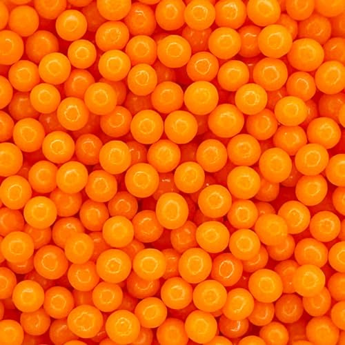 A Pinch Of - Pearls - 4mm - Orange Halloween Cake Topper Sprinkles - 30g Edible Polished Cupcake Decorations - Party Sprinkles, Halloween Themed Cakes and Bakes