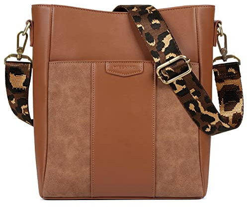 Missnine Damen-Umhängetasche, veganes Leder, Umhängetasche, Damen-Leder-PU-Umhängetasche, modische mittelgroße Eimertasche Umhängetasche für die tägliche Arbeit, Einkaufen, Reisen