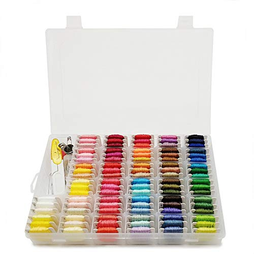Peirich Boite de Rangement Broderie avec Fils Broderie - (Lot de 154) - Rangement pour Broderie Transparent - 104 Couleurs - Fil sur Bobine en Papier pour Bracelet & Atelier Créatif