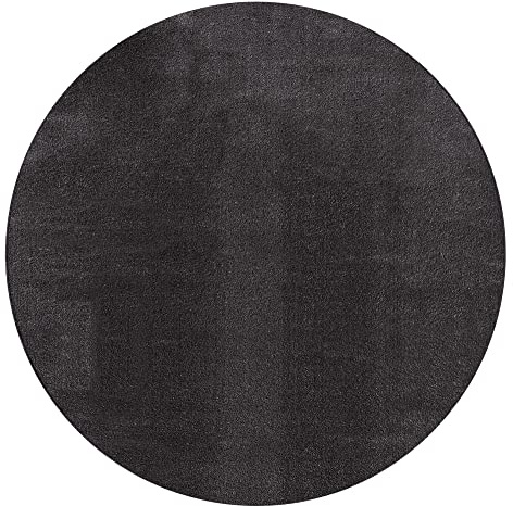 Mia´s Teppiche Taos – kuscheliger Kurzflor Teppich in Felloptik, super Soft & waschbar bis 30°C, mit Anti-Rutsch-Unterseite, Wohnzimmer & Schlafzimmer, Made in Türkiye, Anthrazit, 120 x 120 cm Rund