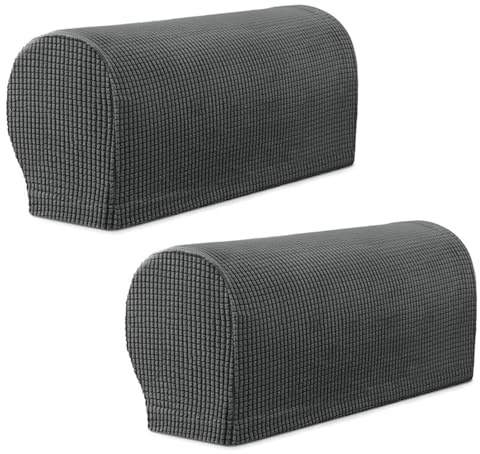 YancLife Armrest Chair Covers, Set of 2 Stretch Armchair Covers for Arms，Spandex Polyester Sofa Arm Caps Non Slip Armrest Covers Chairs Armchairs Couches Recliner for Furniture Protector(Dark Gray)