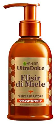 Garnier Ultra Dolce Siero Riparatore, Per Capelli Danneggiati, Doppie Punte Ridotte del 94%, Arricchito con Miele di Acacia, Elisir di Miele, 115 ml