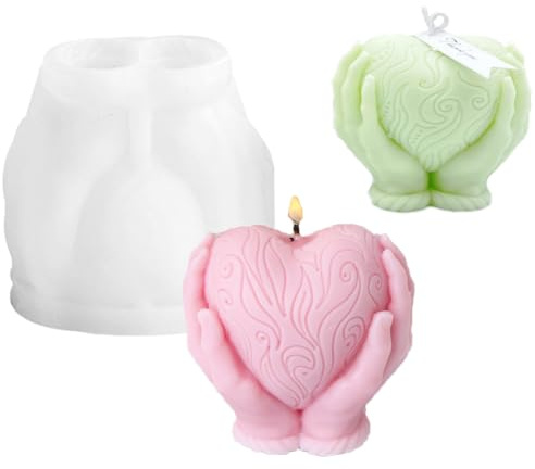 LdawyDE Moule Bougie, Moule Silicone Bougie de Coeur, Robuste et Résistant à lusure, Réutilisable, Peut être Utilisé pour les Dîners en Famille, la Saint-Valentin et les Décorations danniversaire.