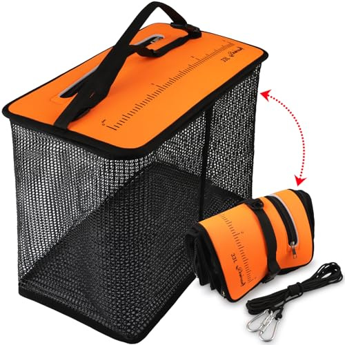 Dovesun Cestino da Pesca Galleggiante, Cesto per Pesci Pieghevole Portatile - Rete da Pesca a Rapida Asciugatura con Rivestimento in Gomma - Gabbia per Conservazione Esche 10 galloni