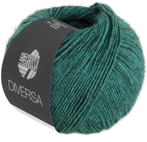 LANA GROSSA Diversa | Leichtes Baumwoll-Mischgarn mit zartem Melange-Effekt | Handstrickgarn aus 74% Baumwolle & 26% Viskose | 50g Wolle zum Stricken & Häkeln | 210m Garn FB 18