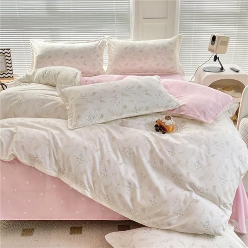 Odot Floral Parure de Lit 4 Pieces,Ensemble de Literie avec Housses de Couettes, Drap Plat et Taies D'oreillers, Set de Housse de Couette pour 1~2 Personnes (220x240cm,Floral)