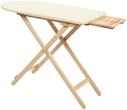 Großes Holzbügelbrett, Höhenverstellbar, Bügelbrettbezug, Abnehmbare Bügelhalterung, Bügelunterlage, Faltbar, Leicht Zu Verstauen, Verbrühungshemmend, Atmungsaktiver Stoff,Originale Holzfarbe,Coll