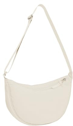HIOQFR Borsa Mezzaluna Donna a Tracolla Hobo Bag Halfmoon Marsupio Con Tracolla Regolabile Crossbody Casual Borsetta a Mano Ragazza Da Viaggio-Beige