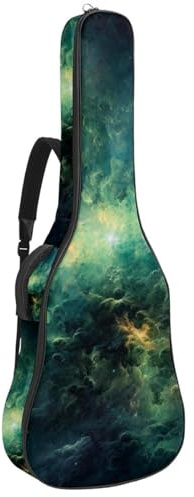 Akustikgitarrentasche 40/41/42 Zoll, wasserdichte Gitarren Gigbag mit Schutzschicht, Gitarren Rucksack, Green Galaxy, mehrfarbig, 42.9x16.9x4.7 in, Gitarrentasche