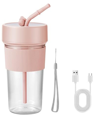 CRBUDY Licuadora portátil pequeña con Pajita, exprimidor eléctrico, mezcladores de Frutas, licuadora Recargable, exprimidor pequeño para Interior y Exterior, exprimidor eléctrico portátil