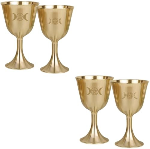 Amosfun 4 Pièces gobelet en cuivre the ritual coupe adore classico glowright calice gobelet tasse sacrée multifonction calice en or offrant des fournitures tasse à vin de table Golden