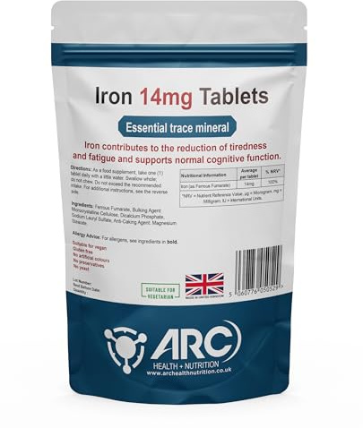 Gentle Iron Supplement 180 Tablets - Vegan Elemental Iron Supplements for Women & Men, Energy Tablets, Reduces Tiredness and Fatigue – Vitamin, Made in The UK