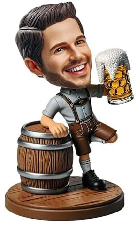 Individuelle Wackelköpfe, personalisiert für Oktoberfest, personalisierte benutzerdefinierte Köpfe, Wackelkopf-Figuren, handgefertigte Karnevalsgeschenke, Actionfigur basierend auf Ihrem Foto