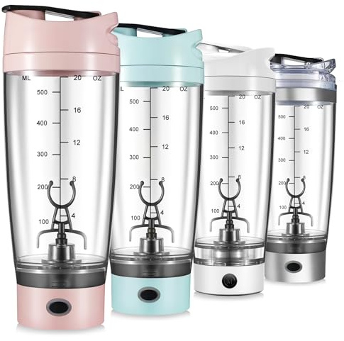 HNCY 600 ml elektrischer shaker, eiweiß shaker elektrisch proteinshake | shaker elektrisch, eiweiß shaker elektrisch, BPA-freier Tritan, USB-C aufladbar - Rosa
