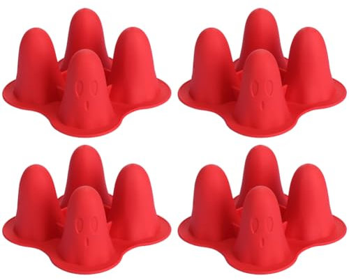 JUCHRZEY 4 Stück Halloween-Geist-Silikonform, antihaftbeschichtet, Pralinenform, Schokoladengummi-Formen for Halloween, Küche, Party, Backen, Basteln, Dekor