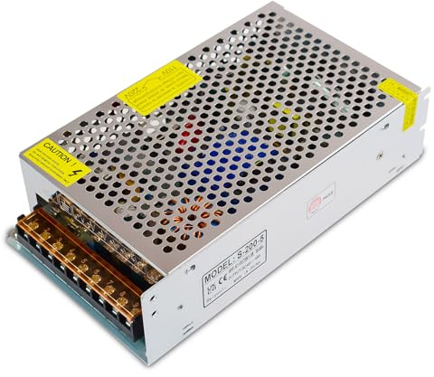 Baiyouli Fuente de Alimentación Conmutada 5V 40A 200W, Transformador AC 110/220V a DC 5V, Convertidor para Pantalla LED, Automatización Industrial y Monitorización