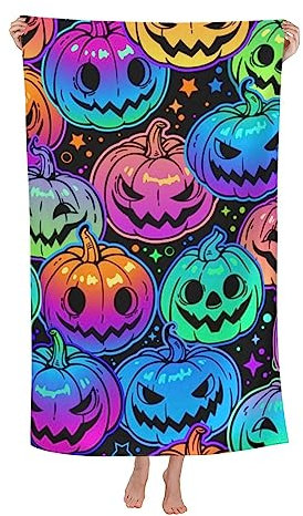 Herren Damen Kinder Badetuch Helle, Bunte Halloween-Pumpkinse Großes Strandtuch Duschtücher Niedlich Badetuch Groß Personalisiert Microfaser Handtücher Für Sauna Duschen Picknicks